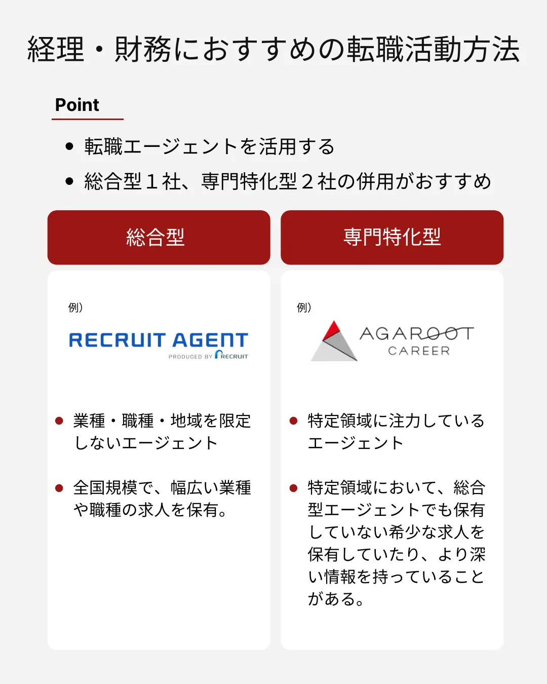 経理の転職活動では転職エージェントの併用がおすすめ